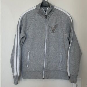 VTG Y2K American Eagle Thrashed Distressed Preppy ‎ Track Jacket Embroidered XS